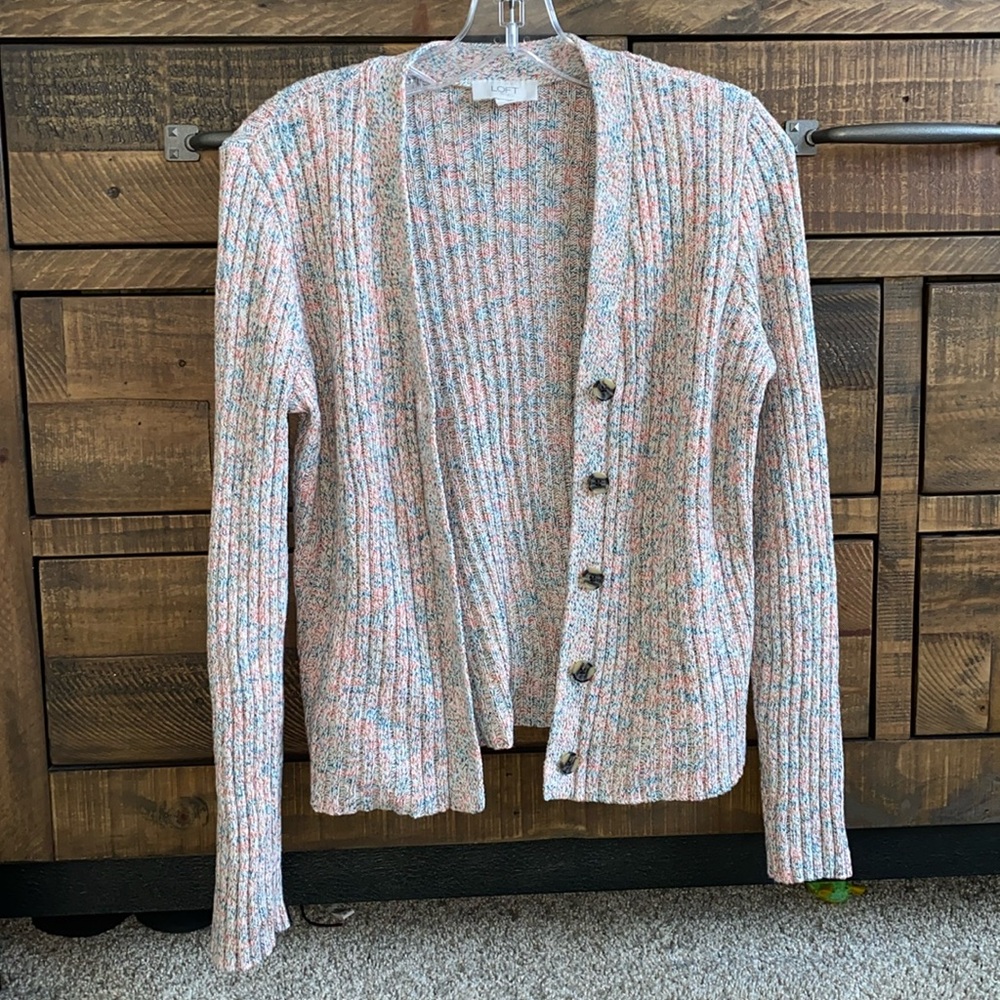 Loft spacedye button up cardigan